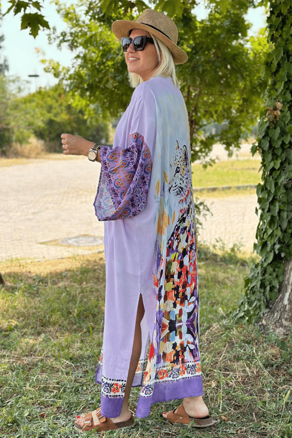 オリジナル作品KIMONO EMOTIONALS 心象クラフトアート【おめかし】 Mor Kaplan Baskılı Kimono - By Esra Celkan