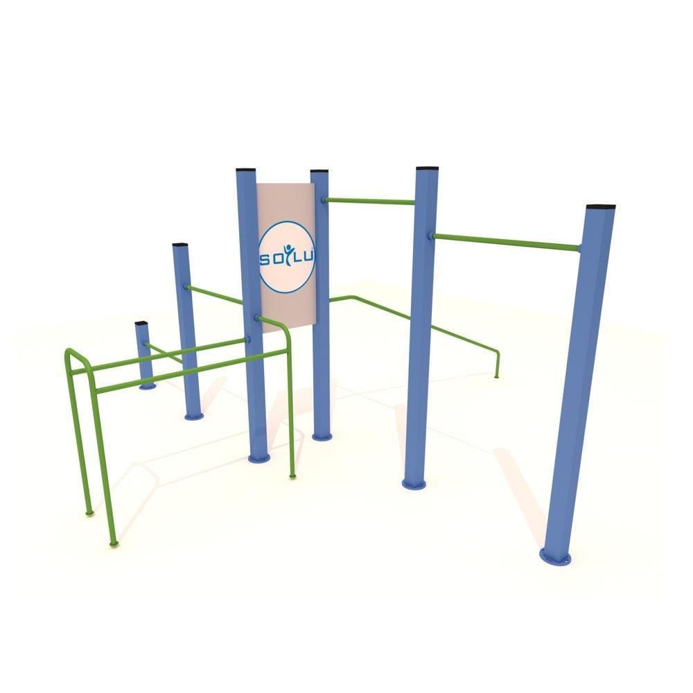 Outdoor Workout Station 490x490 cm – 7-Person Multi-Exercise Unit