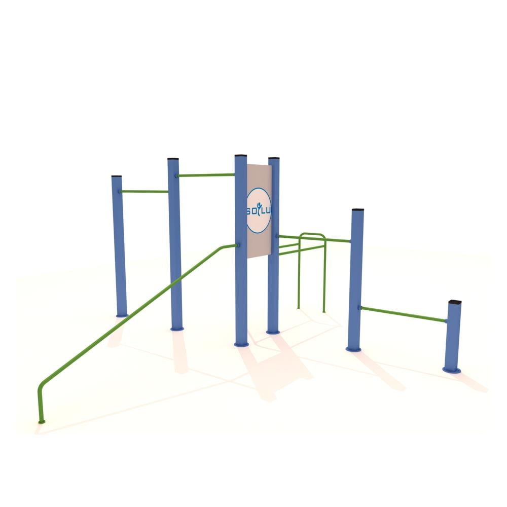 Outdoor Workout Station 490x490 cm – 7-Person Multi-Exercise Unit
