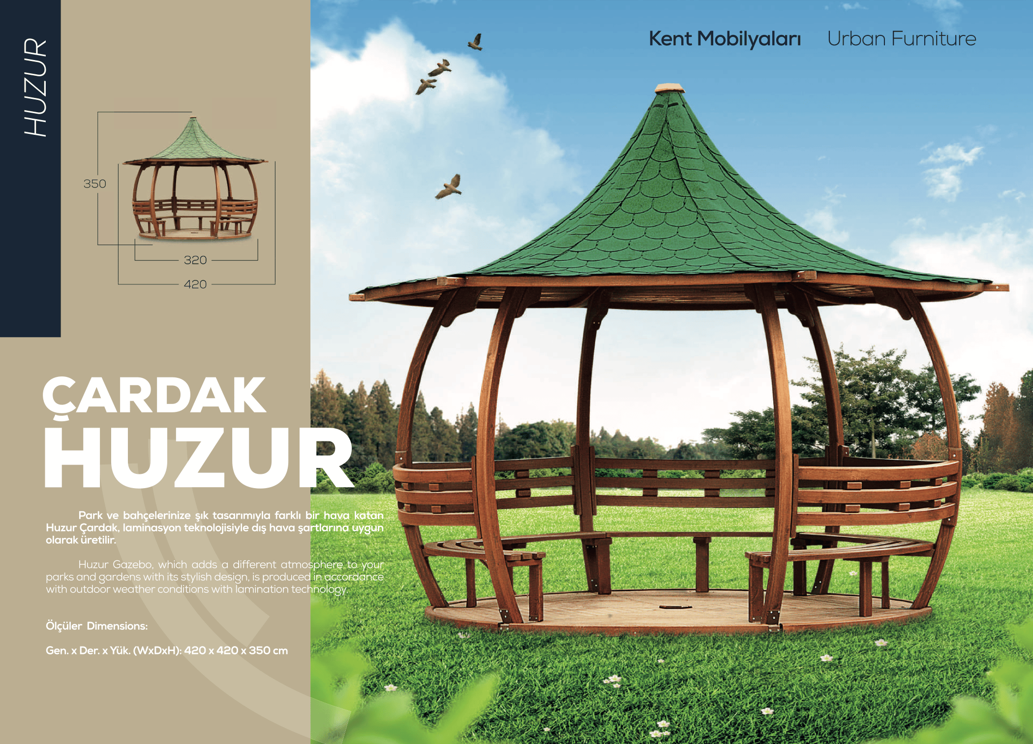 Wooden Gazebo with Japanese Roof – 420x350 cm