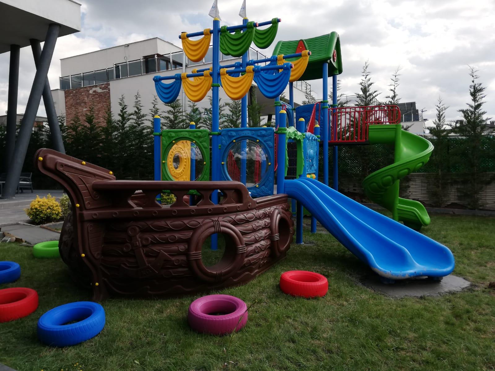 Ship-Themed Outdoor Playground with Double Sails – 10 x 5.5 m