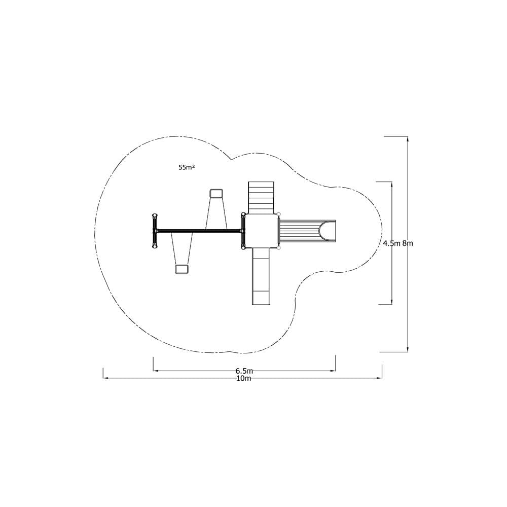 Single-Tower Playground Set with Two Slides and Double Swing – BOS-02