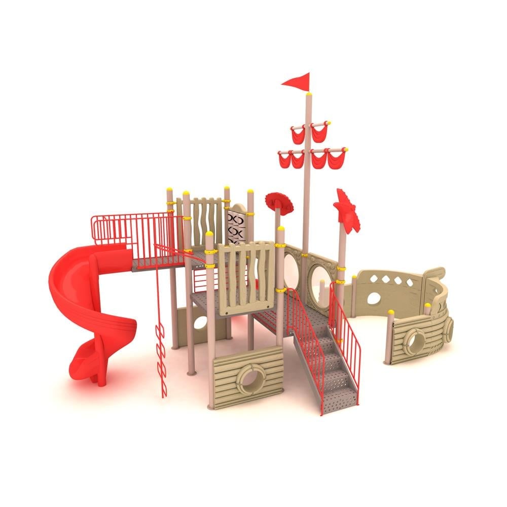 Ship-Themed Outdoor Playground with Two Slides – 9 x 5 m