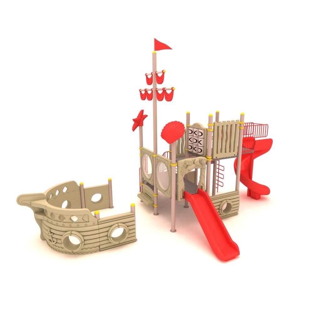Ship-Themed Outdoor Playground with Two Slides – 9 x 5 m