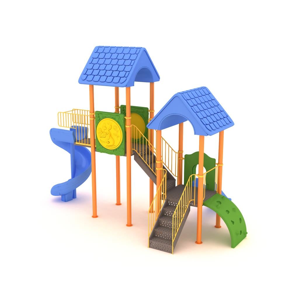 Outdoor Playground Set with Two Towers and Tiled Roof – 6.8 x 3.9 m
