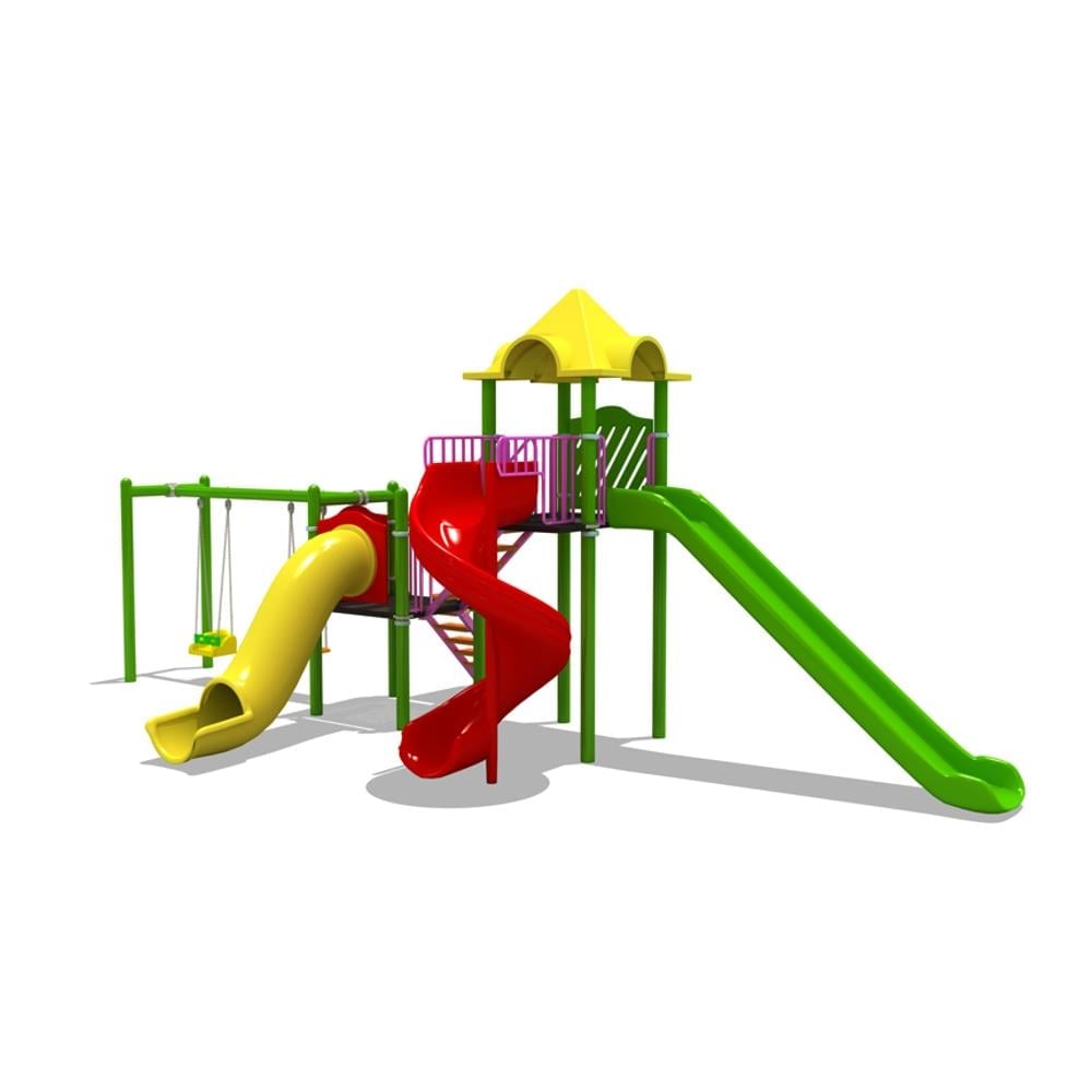 Multi-Activity Playground Set with Three Slides and Two Swings – BOS-01