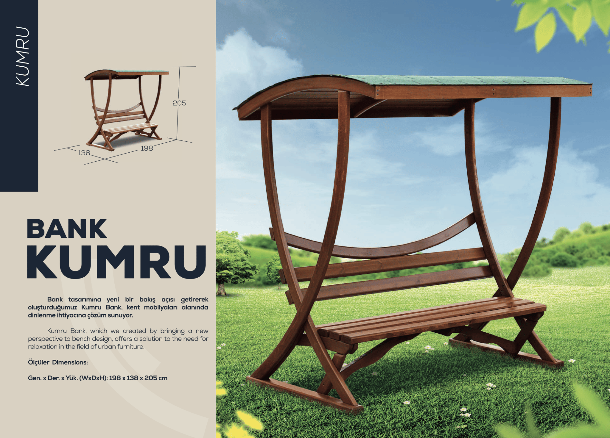 Ahşap Oturma Bankı Çatılı