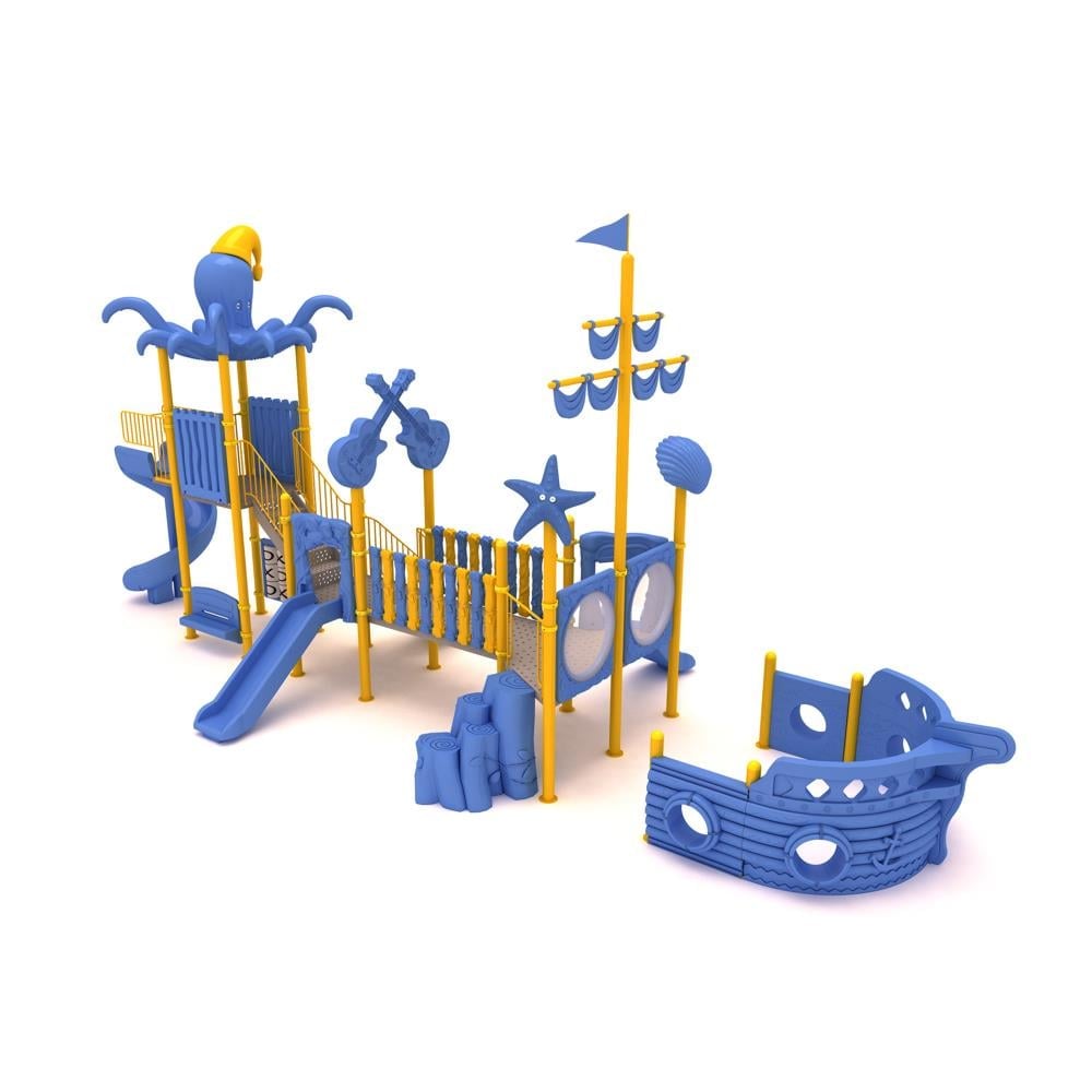 Ship-Themed Outdoor Playground with Octopus Roof – 12 x 5 m