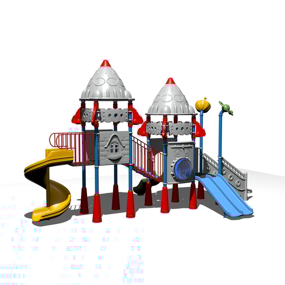 Outdoor Playground – Rocket Themed with Three Slides | Model 8x5m
