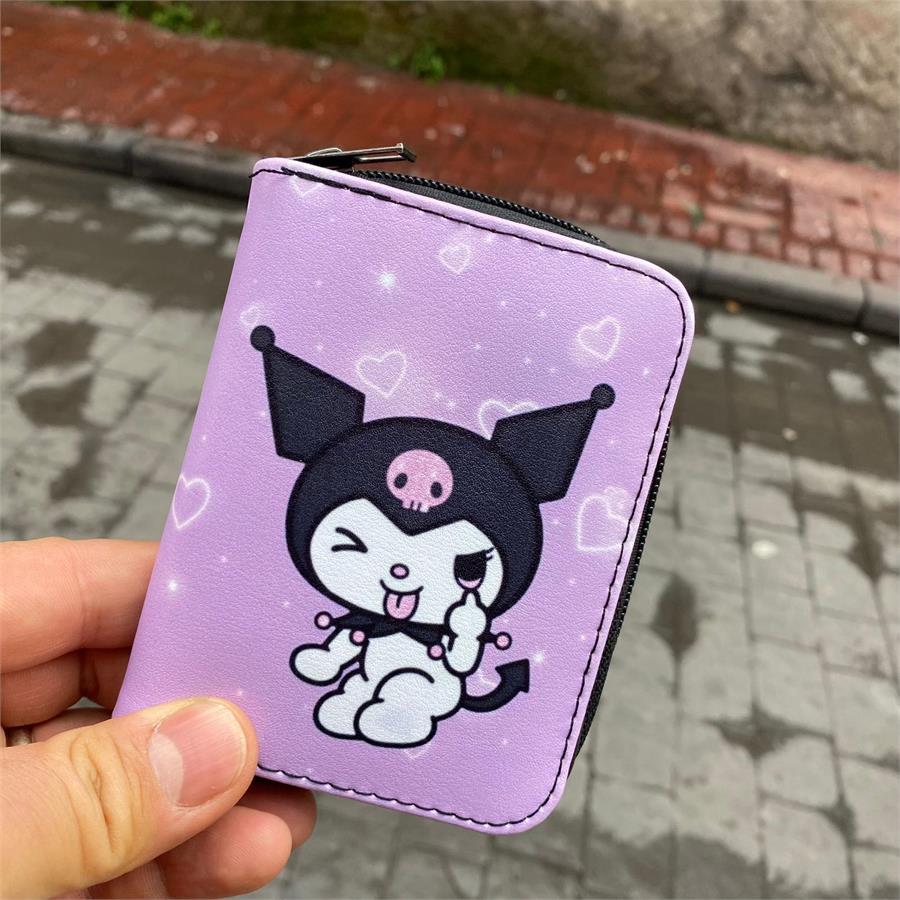 Anime Fantasy Magic Melody - Kuromi Purple Kısa Cüzdan