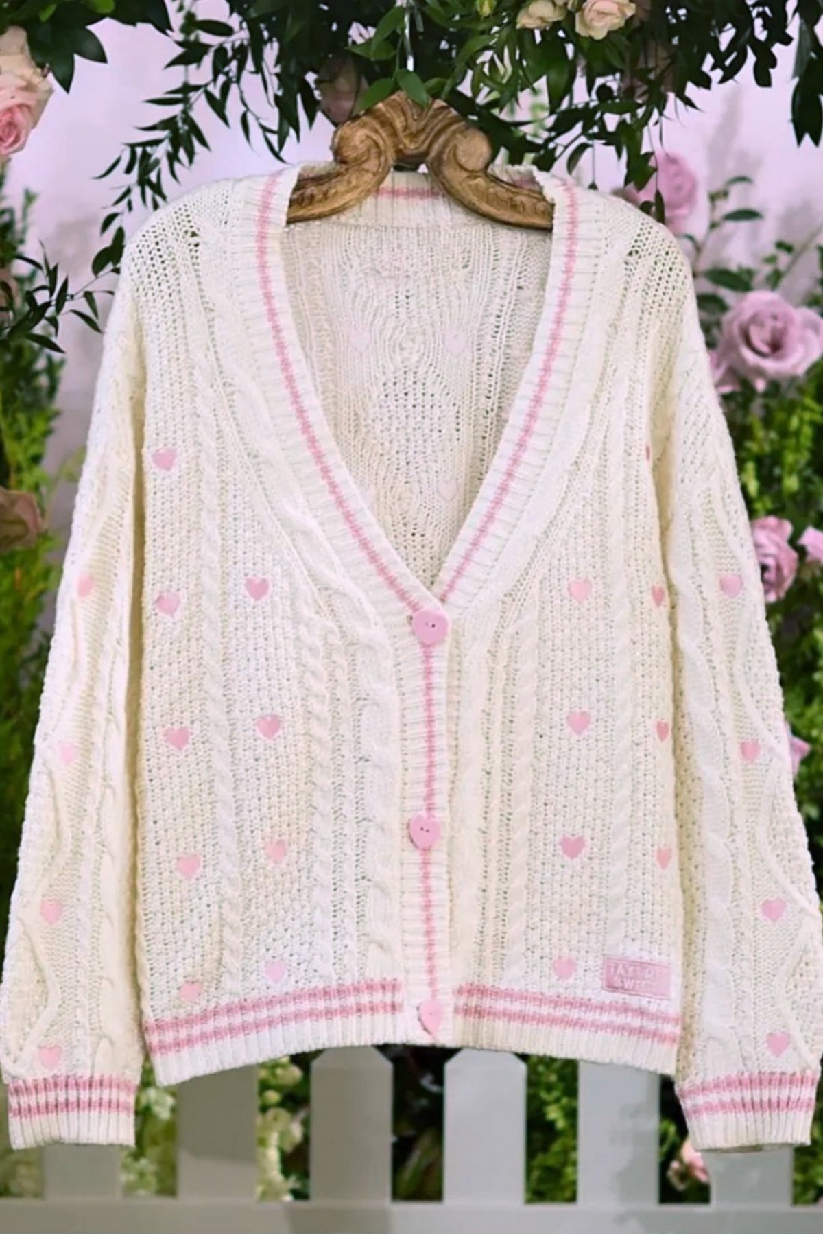 Bej Pembe Taylor Swift - Lover Cardigan Oversize Hırka