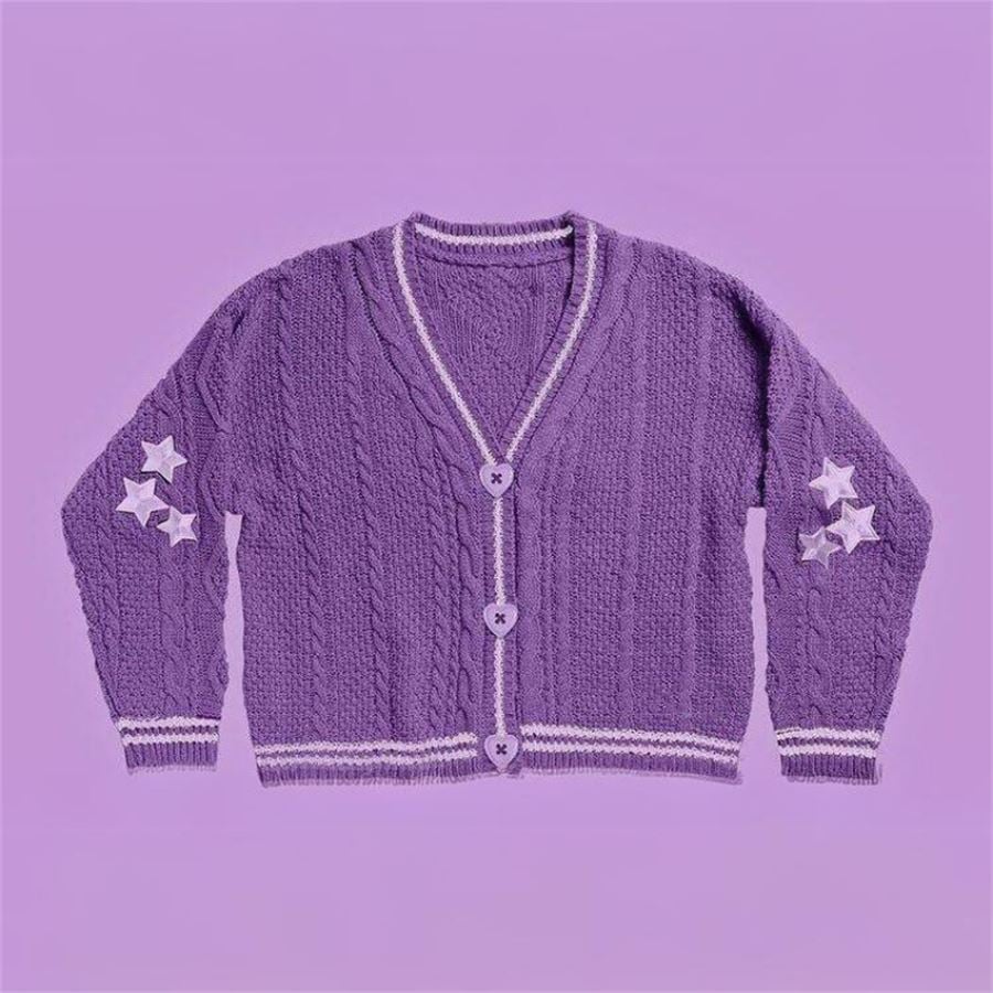 Mor Taylor Swift - Cardigan Oversize Hırka