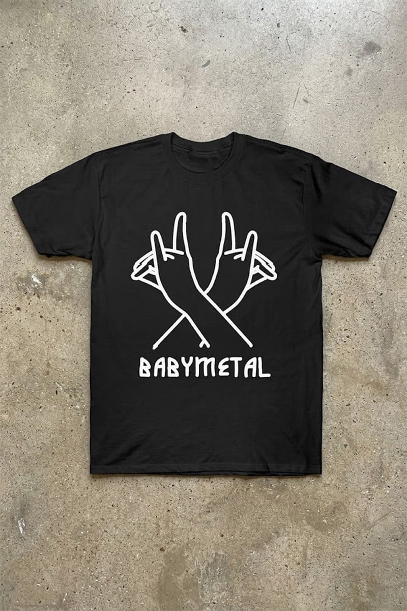 Siyah Babymetal The Fox Sign Unisex Y2K T-Shirt