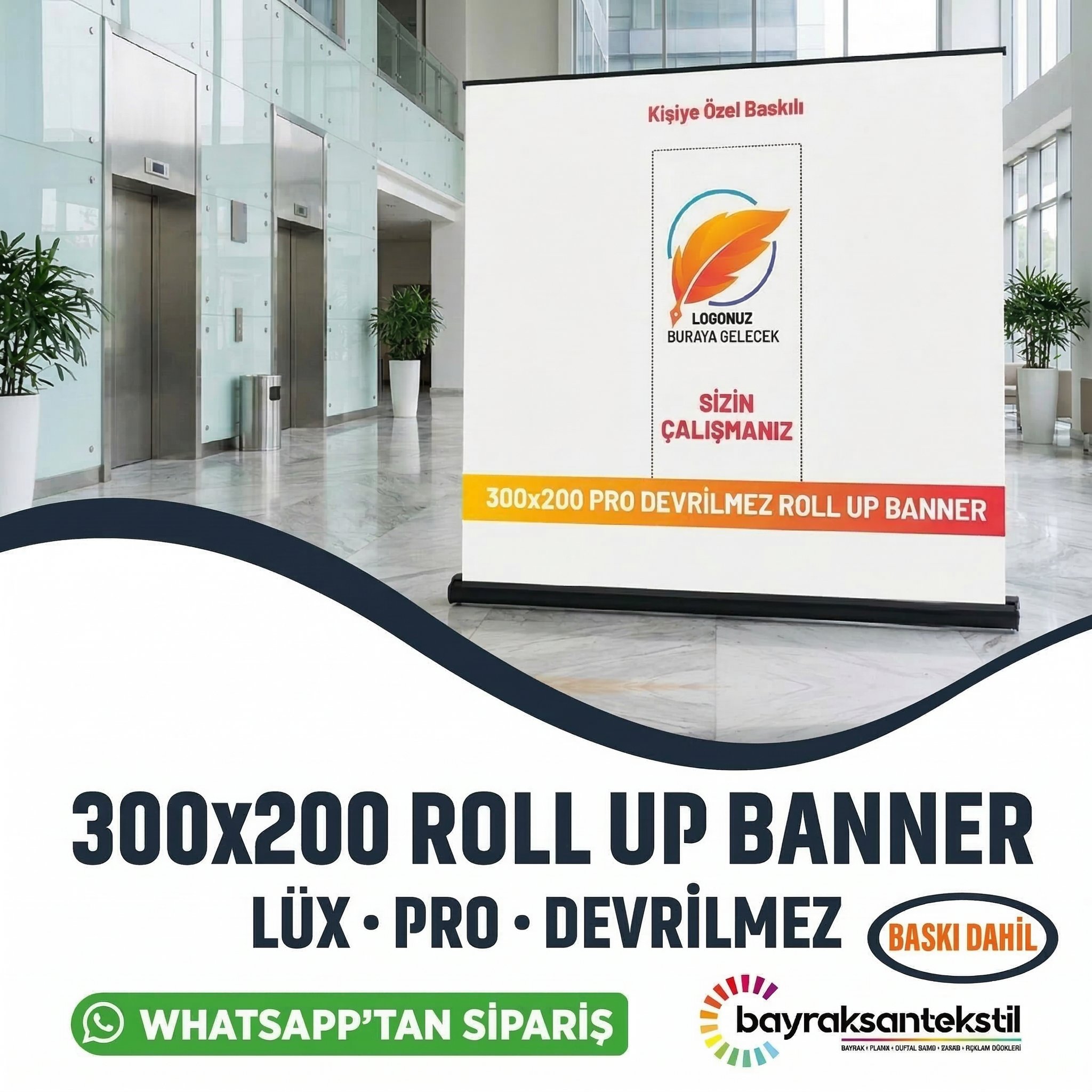 むすぶページ 300×200 Cm Lüx Rollup Banner Pro Devrilmez Large Model - Bayraksan