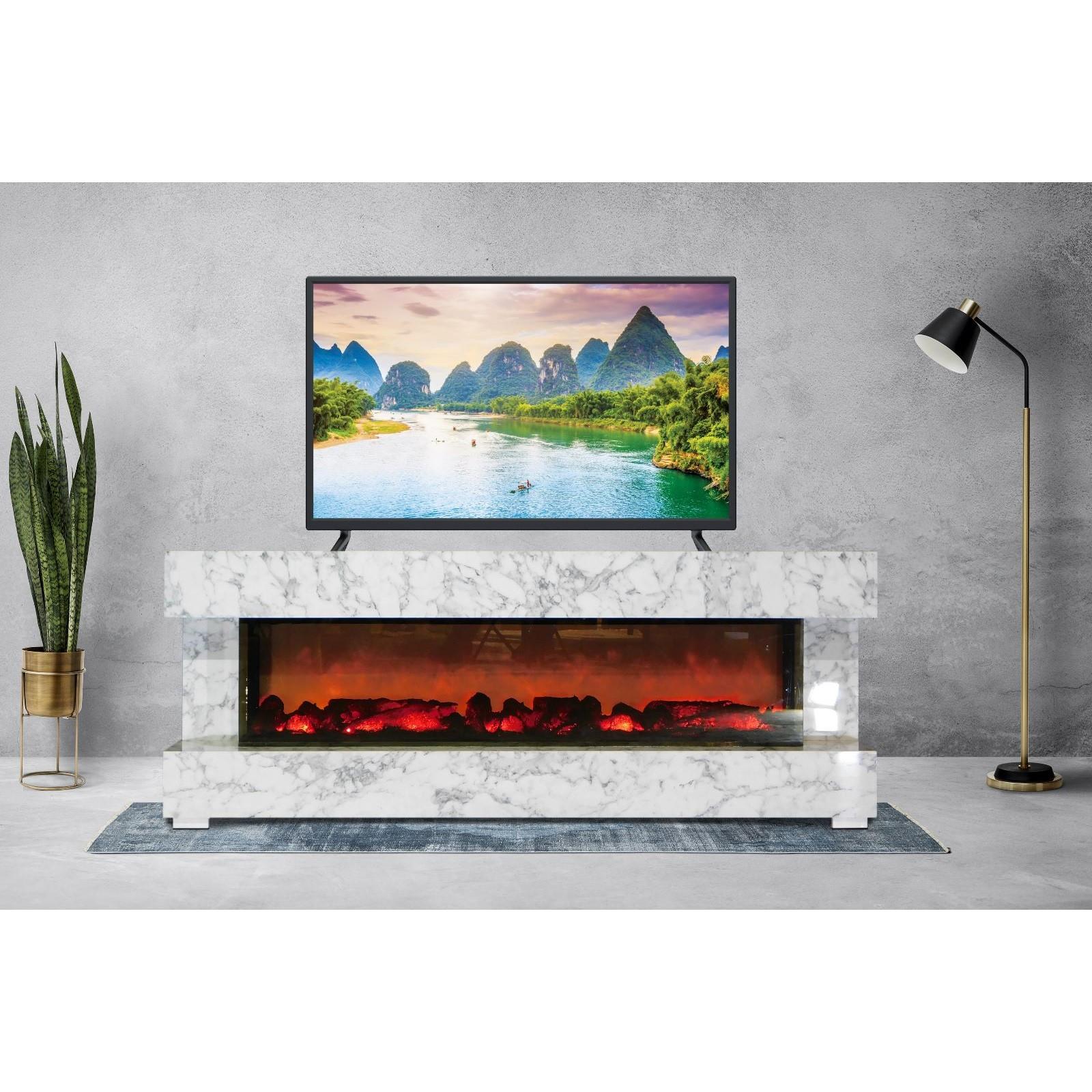 Beyaz 200 cm Şömineli Televizyon Ünitesi (AFX.200) | Afeks Yapı Market