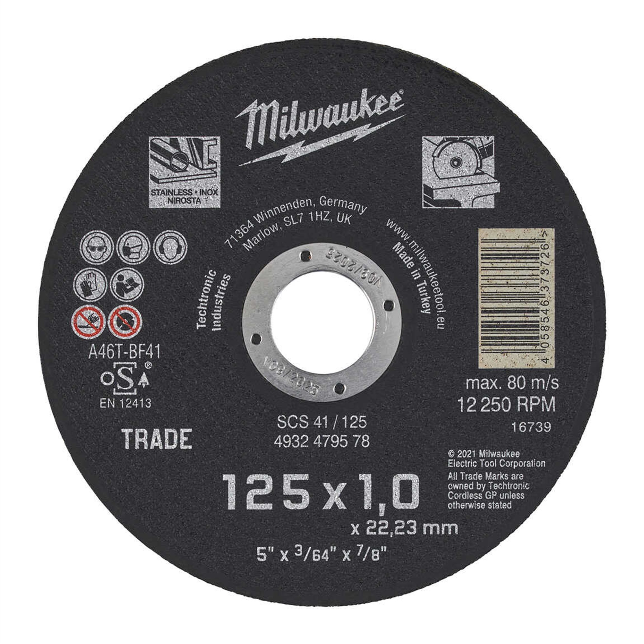 Milwaukee İnox 125x1 mm Taş Metal Kesme Taşı (T4932479578) | Afeks Yapı  Market