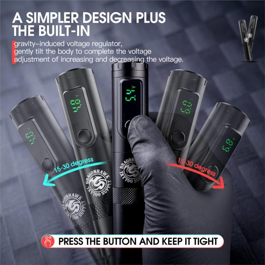 Dragonhawk X4 Kablosuz Dövme Makinesi - 3.5mm Stroke - Siyah Renk