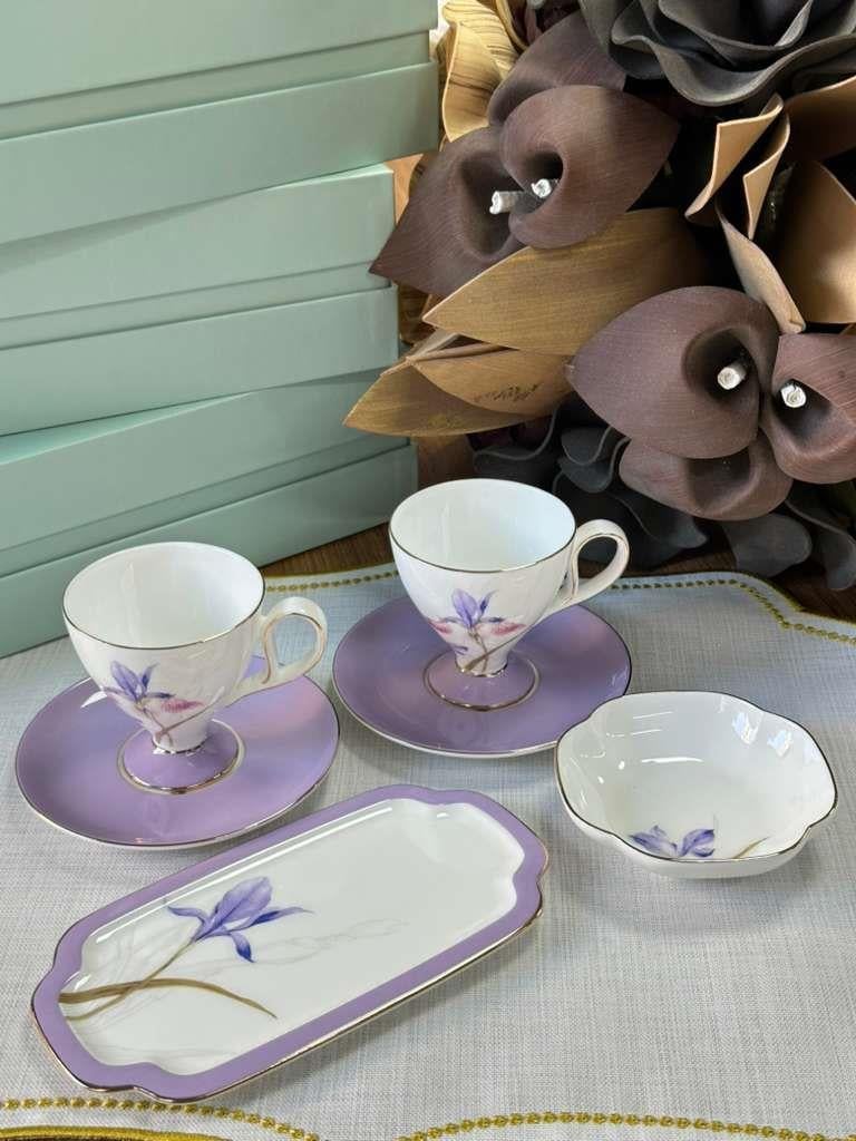 Türk Kahve Fincanı Veronica Flora 2 Kişilik 6 Parça / Lokumluk