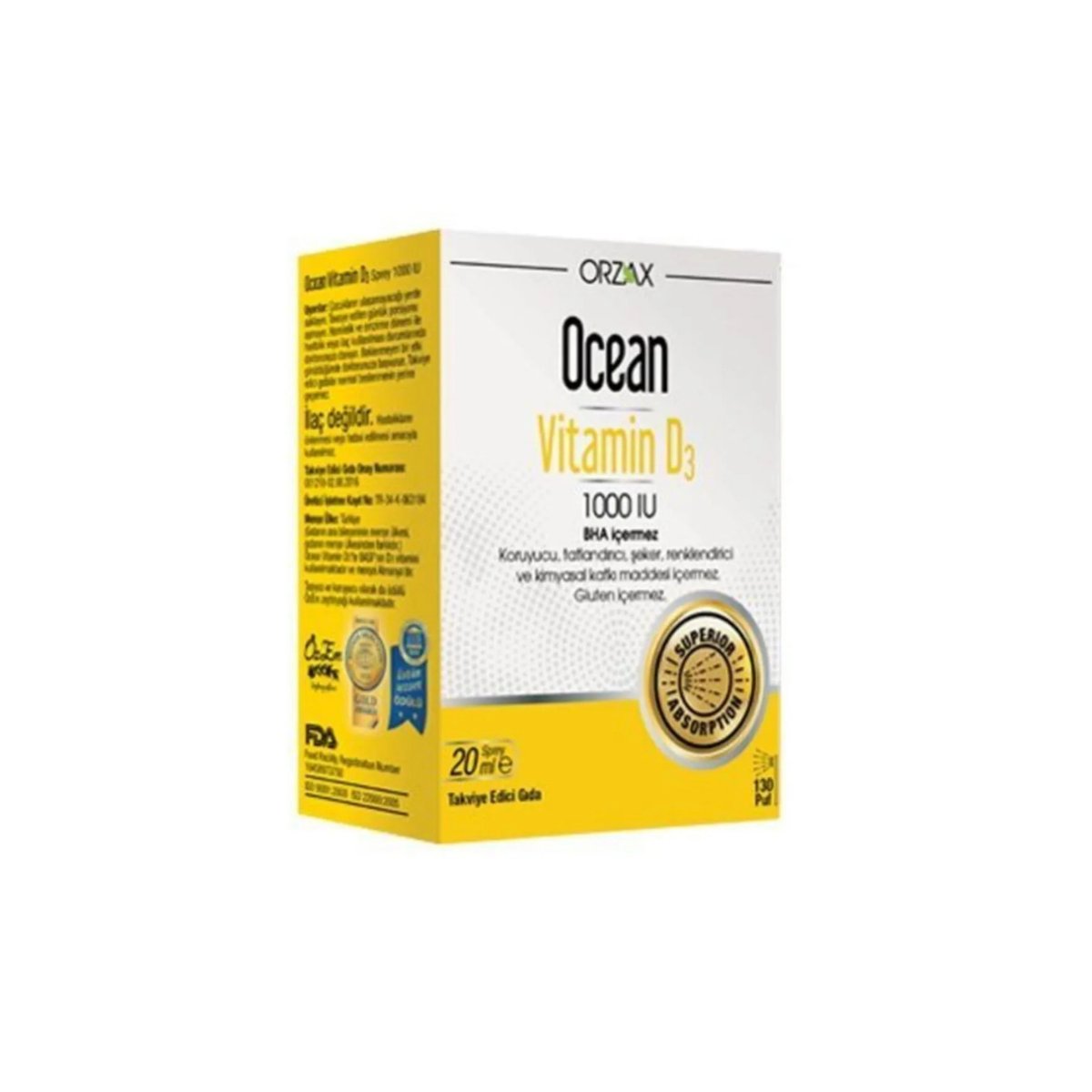 Ocean Vitamin D3 1000 IU Sprey 20 ml 8697595871362
