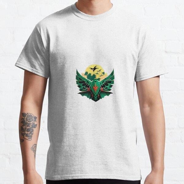   Birds and Winged Dragons Tasarım Baskılı Tişört (Bol kesim t-shirt)