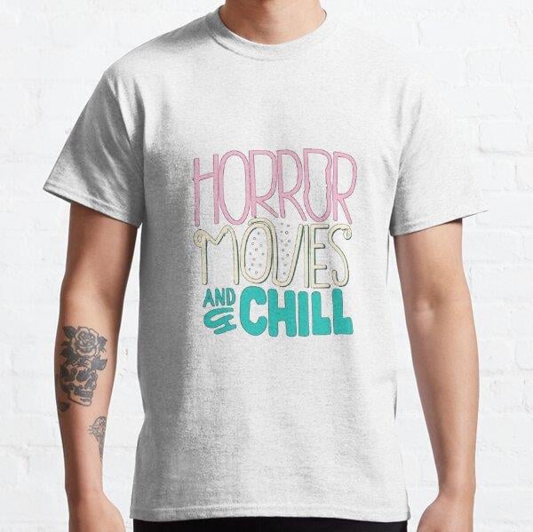  Horror Movies and Chill Tasarım Baskılı Tişört (Bol kalıp t-shirt)