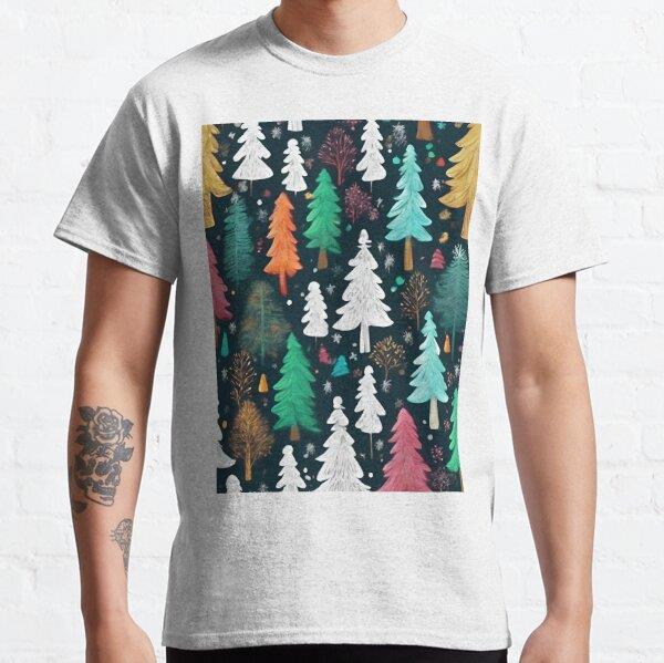  Marvelous Christmas Forest Pattern Tasarım Baskılı Tişört (bol kalıp t-shirt)