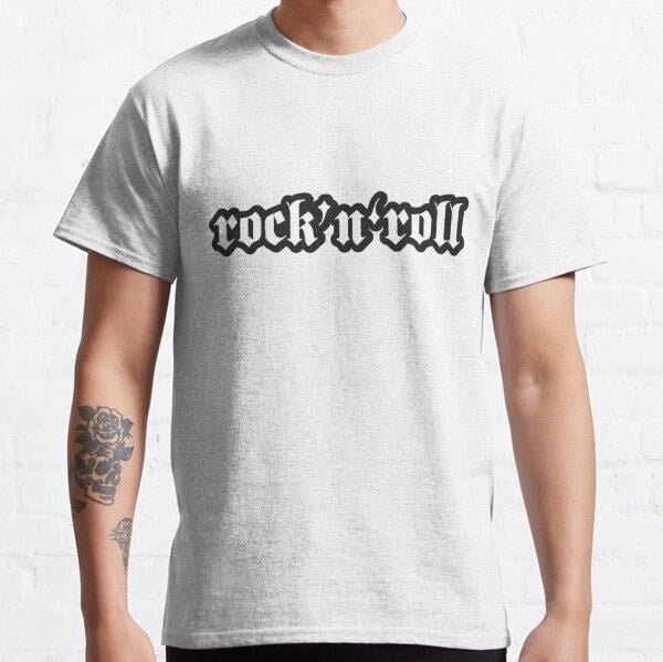  Rock and Roll - Cool Motorcycle Or Rock Helmet Stickers Tasarım Baskılı T-Shirt (bol kalıp tişört)