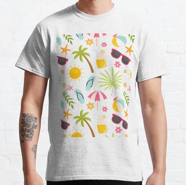    Summer Patterns WithSummer Patterns With Flamingos And Pineapples On Them Tasarım Baskılı Tişört (bol kalıp t-shirt)