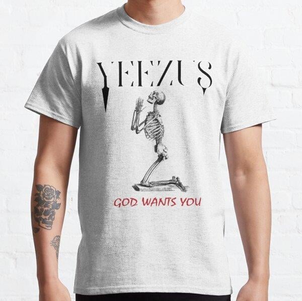  Yeezus skeleton Tasarım Baskılı T-Shirt (bol kalıp tişört)