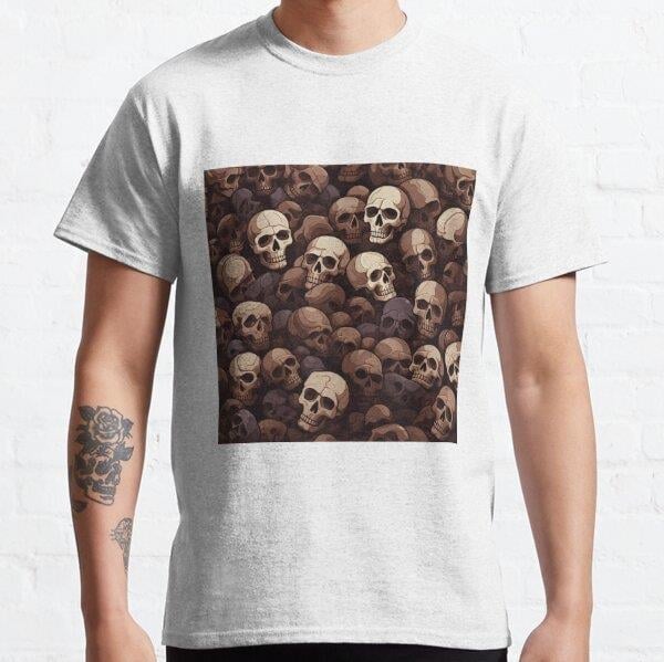 A Lot Of Skulls  Tasarım Baskılı Tişört (bol kalıp t-shirt)