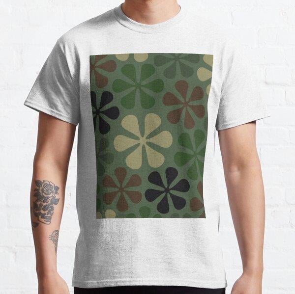 Abstract Flower Camouflage Tasarım Baskılı Tişört (bol kalıp t-shirt)