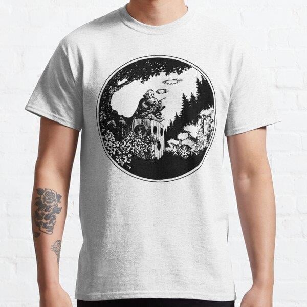 AD&D Smoking Wizard Tasarım Baskılı Unisex Tişört (Bol kalıp t-shirt)