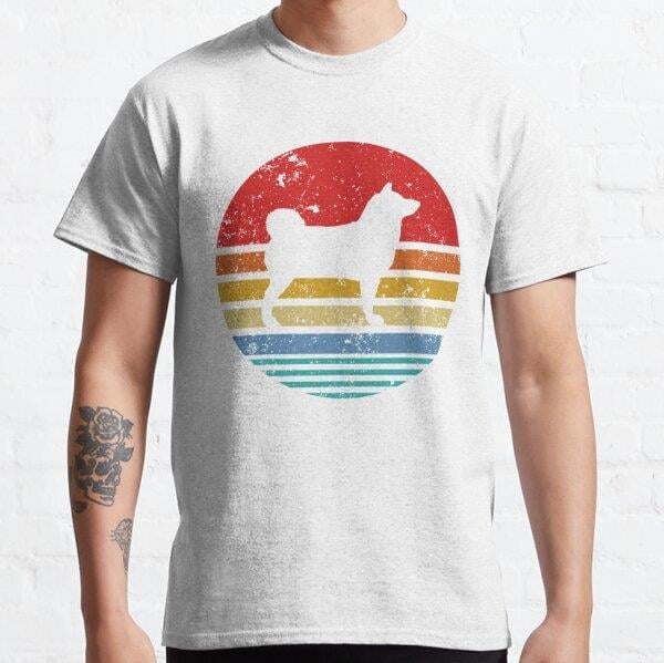 Akita Inu Retro Sunset Dog  Tasarım Baskılı Tişört (Rahat Kalıp T-shirt)
