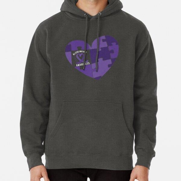 Alzheimer Awareness Band with Heart. Tasarım Baskılı Kapşonlu Sweatshirt