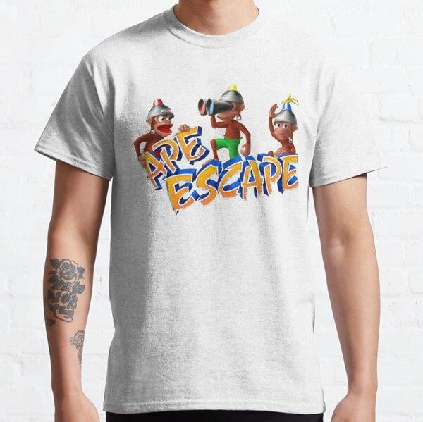 Ape Escape PS1 Playstation Logo Tasarım Baskılı Unisex Tişört (Bol kalıp t-shirt)