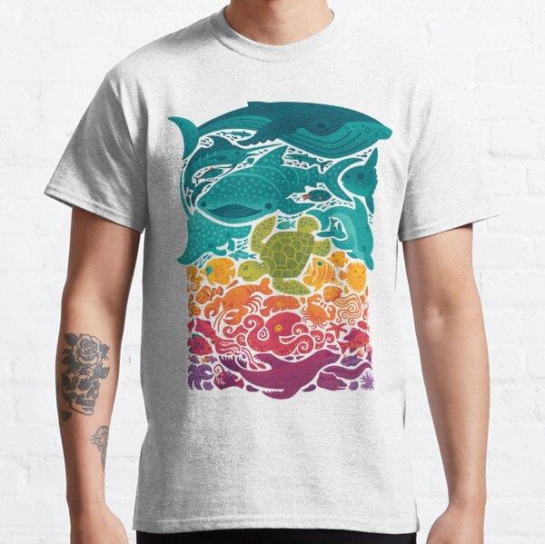 Aquatic Spectrum Tasarım Baskılı T-Shirt (bol kalıp tişört)
