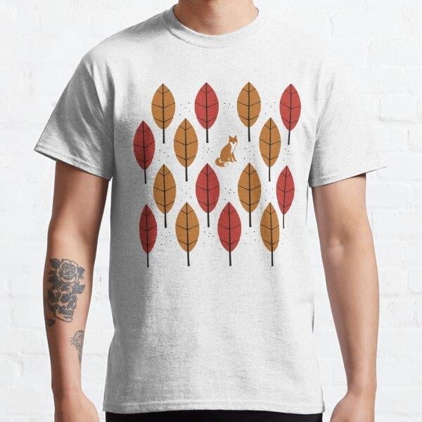 Autumn Fox Tasarım Baskılı Tişört (Rahat kalıp t-shirt)