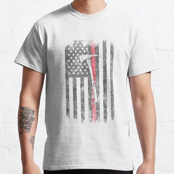 Axe American Flag Thin Red Line Firefighter Shirt Tasarım Baskılı Tişört (Bol kesim t-shirt)