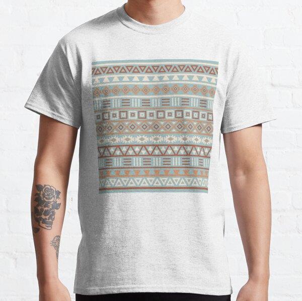 Aztec Influence II Pattern Terracottas Cream Blue Tasarım Baskılı Tişört (bol kalıp t-shirt)