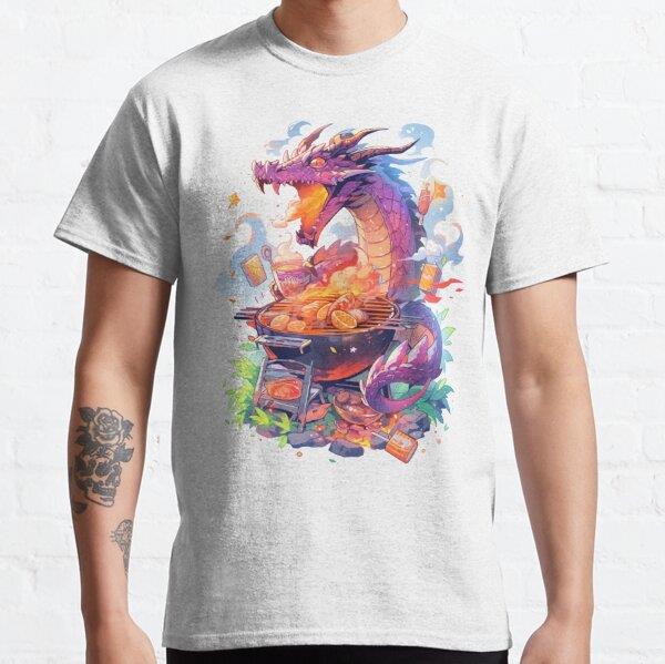 BBQ Dragon: Flame Grilled Goodness Tasarım Baskılı Tişört (Bol kesim t-shirt)