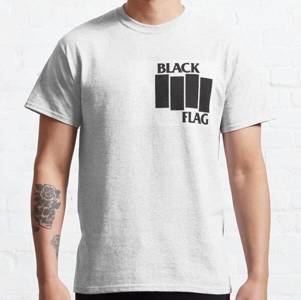 Black Flag logo Tasarım Baskılı T-Shirt (bol kalıp tişört)
