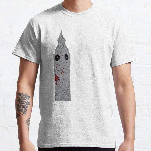 Blood Spattered Clocktower (grey) Tasarım Baskılı Unisex Tişört (Bol kalıp t-shirt)