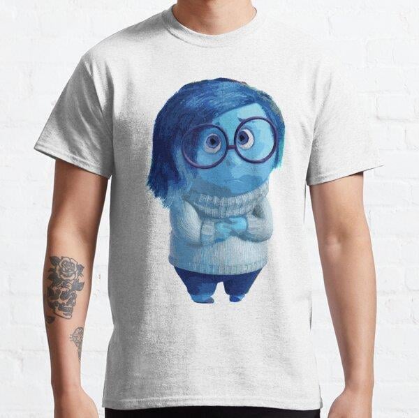 Blue emotion character illustration Tasarım Baskılı T-Shirt (bol kalıp tişört)