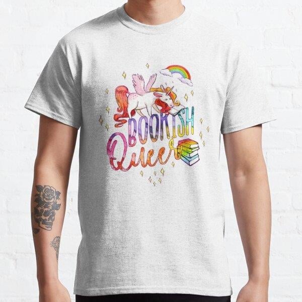 Bookish Queer Tasarım Baskılı T-Shirt (bol kalıp tişört)