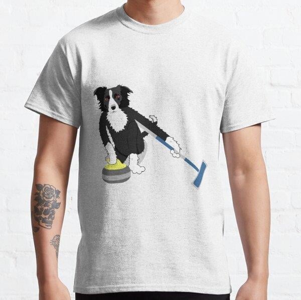 Border Collie Curling Tasarım Baskılı Tişört (Rahat Kalıp T-shirt)
