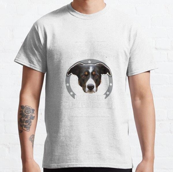 Border collie dog my family my freedom Tasarım Baskılı Tişört (Rahat Kalıp T-shirt)