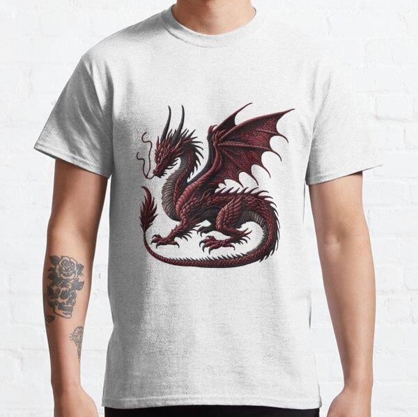 Burgundy Dragon Tasarım Baskılı Tişört (Bol kesim t-shirt)