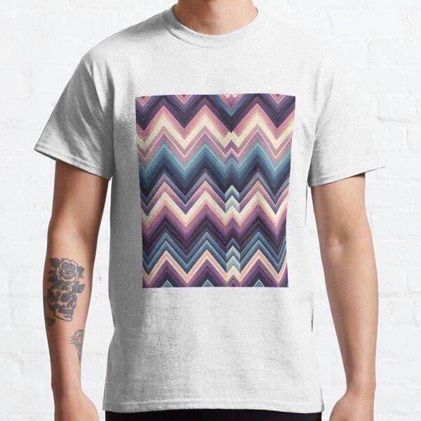Chevron - Blue Pink White Neon pattern ; Pattern  Herringbone Tasarım Baskılı Tişört (bol kalıp t-shirt)