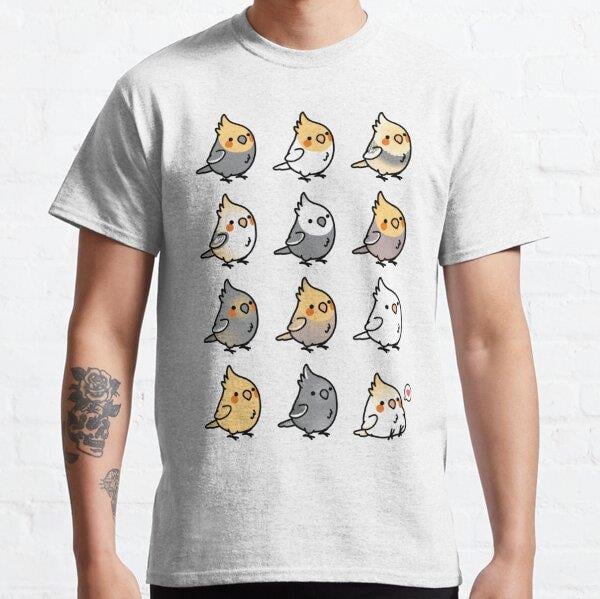Chubby Cockatiel Collection Tasarım Baskılı T-Shirt (bol kalıp tişört)