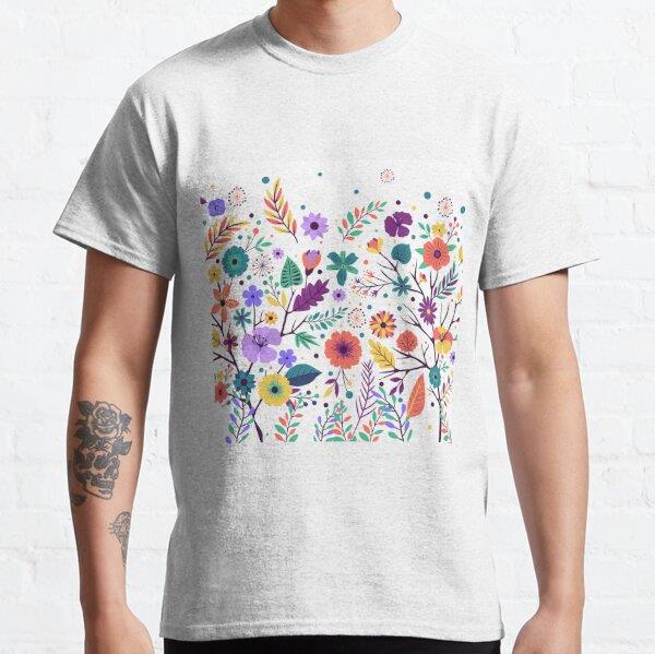 Colorful Floral patterns Tasarım Baskılı Tişört (bol kalıp t-shirt)